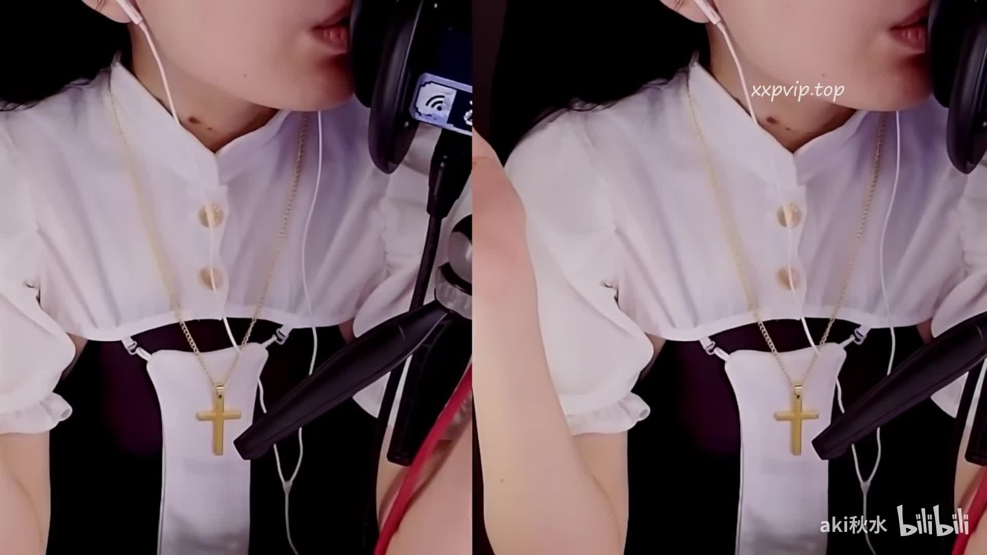 【福利助眠】Aki秋水充电福利ASMR助眠系列之修女姐姐超绝孔雀鱼+口水画